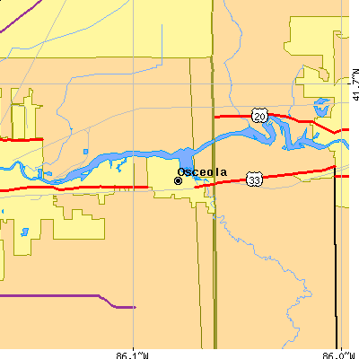 Zip code 46561 close-up map