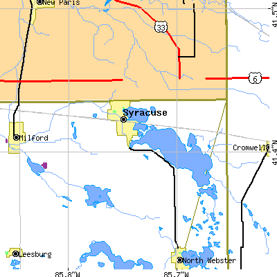 Zip code 46567 close-up map