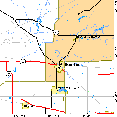 Zip code 46574 close-up map