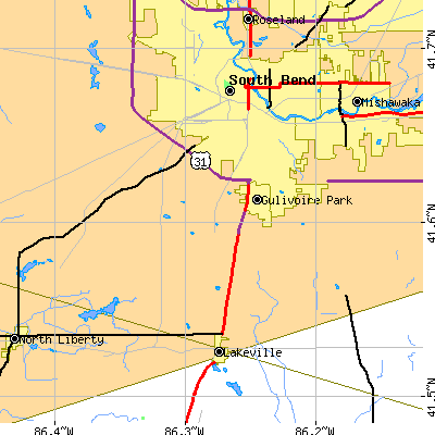 Zip code 46614 close-up map