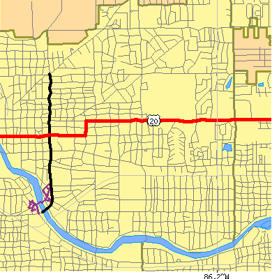 Zip code 46615 close-up map