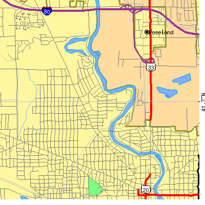 Zip code 46616 close-up map