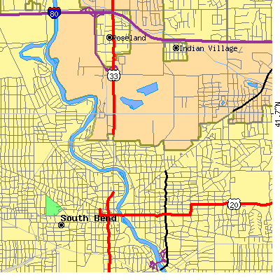 Zip code 46617 close-up map