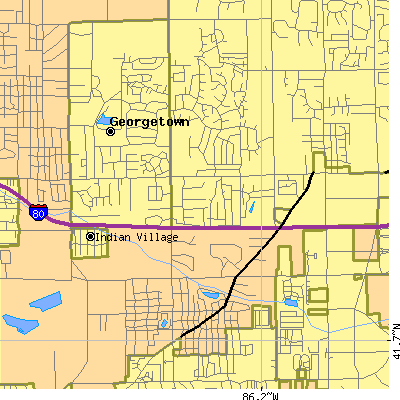 Zip code 46635 close-up map