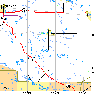 Zip code 46701 close-up map