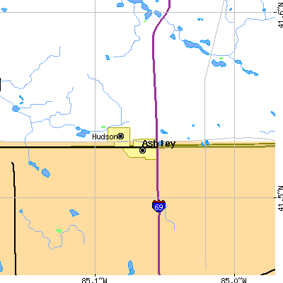 Zip code 46705 close-up map