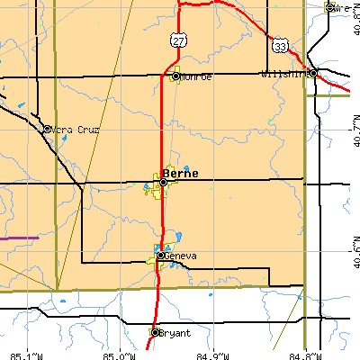 Zip code 46711 close-up map