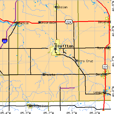 Zip code 46714 close-up map