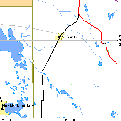 Zip code 46732 close-up map