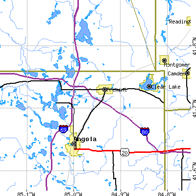 Zip code 46737 close-up map