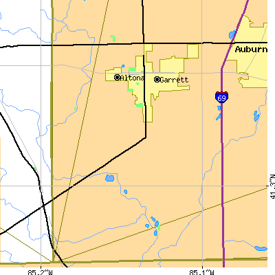 Zip code 46738 close-up map