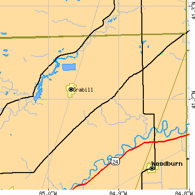 Zip code 46741 close-up map