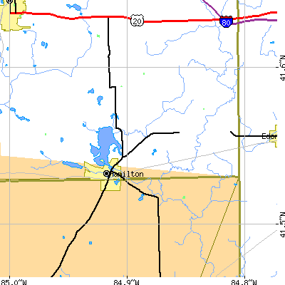 Zip code 46742 close-up map