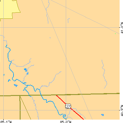 Zip code 46745 close-up map