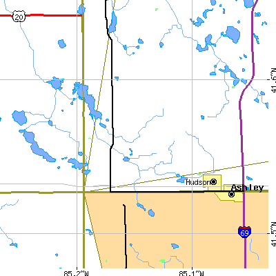 Zip code 46747 close-up map