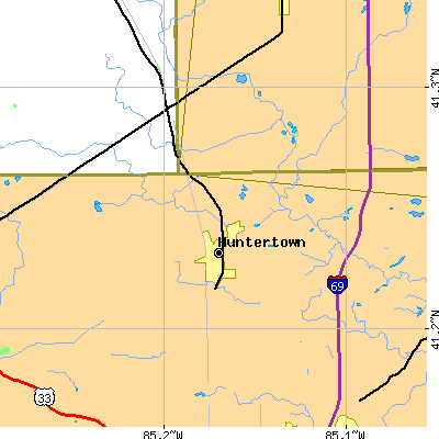 Zip code 46748 close-up map