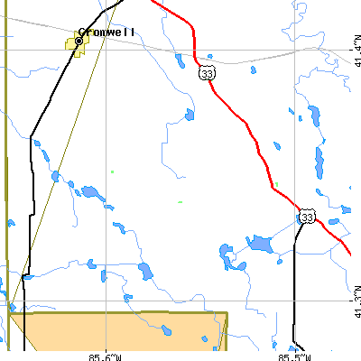 Zip code 46760 close-up map