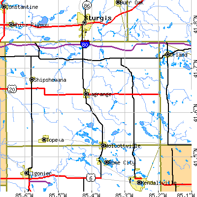 Zip code 46761 close-up map