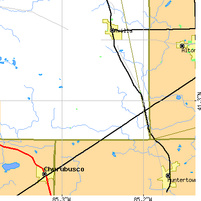 Zip code 46763 close-up map