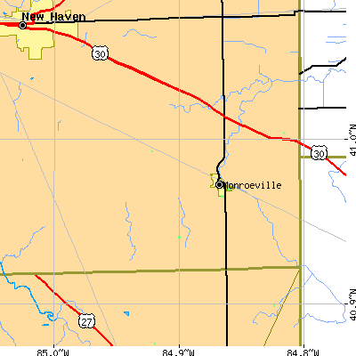 Zip code 46773 close-up map