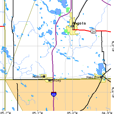 Zip code 46779 close-up map