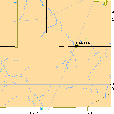 Zip code 46781 close-up map
