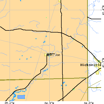 Zip code 46785 close-up map