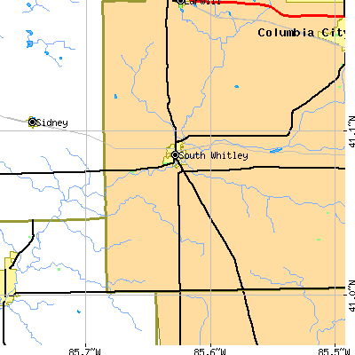 Zip code 46787 close-up map