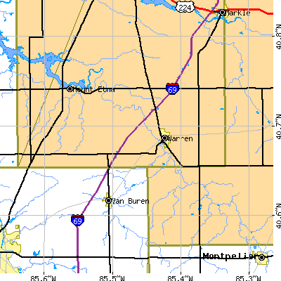 Zip code 46792 close-up map