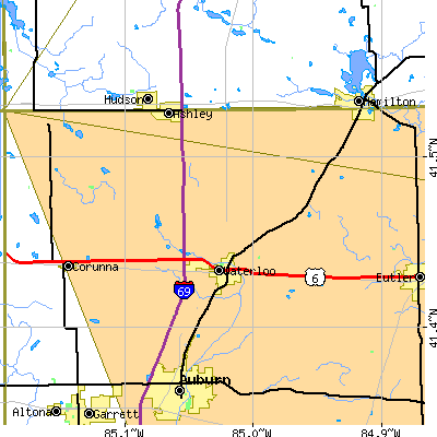 Zip code 46793 close-up map