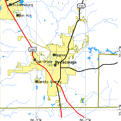 Zip code 35150 close-up map