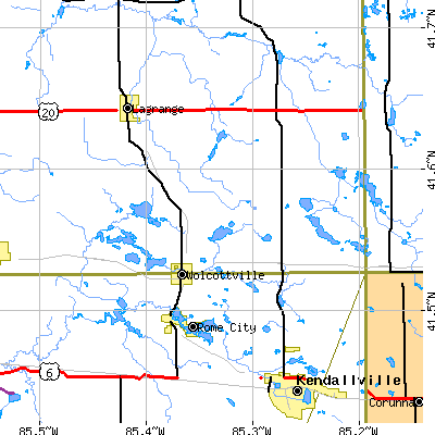 Zip code 46795 close-up map