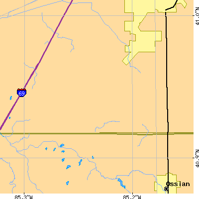 Zip code 46798 close-up map