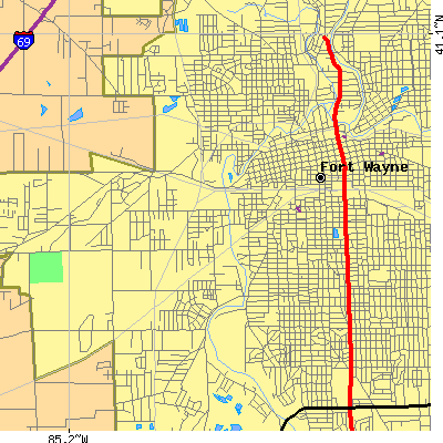 Zip code 46802 close-up map