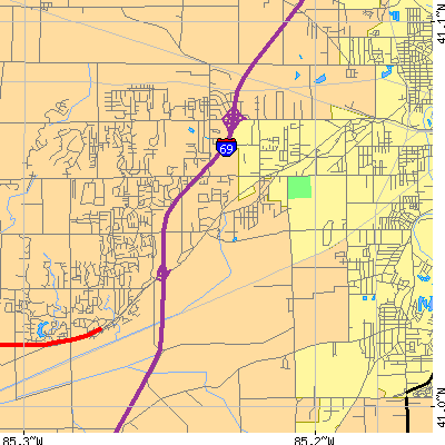 Zip code 46804 close-up map