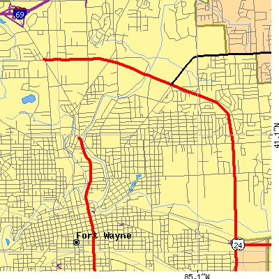 Zip code 46805 close-up map
