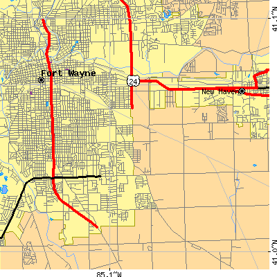 Zip code 46806 close-up map