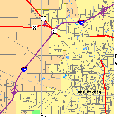 Zip code 46808 close-up map