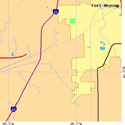 Zip code 46809 close-up map