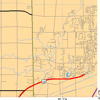 Zip code 46814 close-up map
