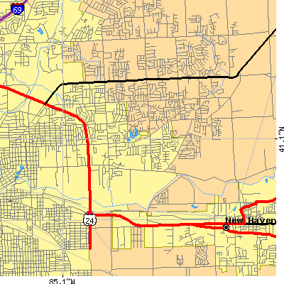 Zip code 46815 close-up map
