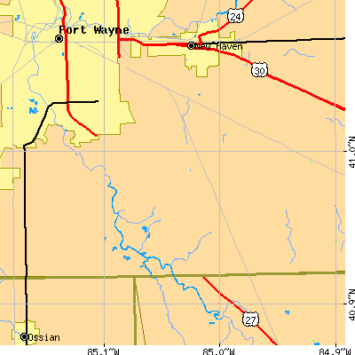 Zip code 46816 close-up map
