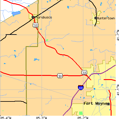 Zip code 46818 close-up map