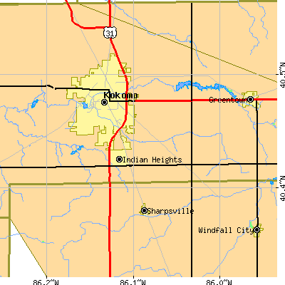 Zip code 46902 close-up map