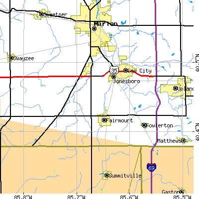 Zip code 46938 close-up map