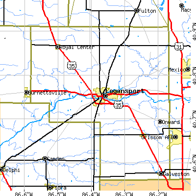 Zip code 46947 close-up map