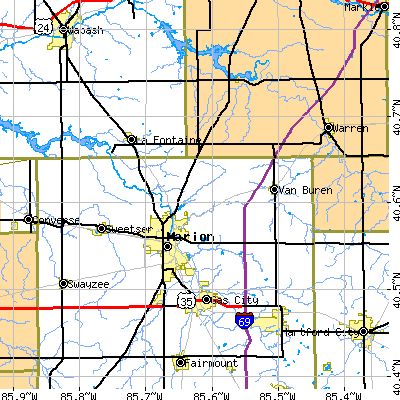 Zip code 46952 close-up map