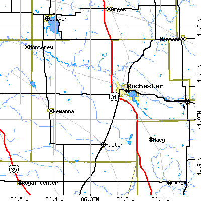 Zip code 46975 close-up map