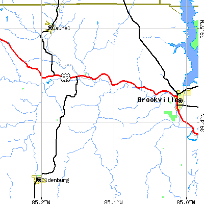 Zip code 47030 close-up map