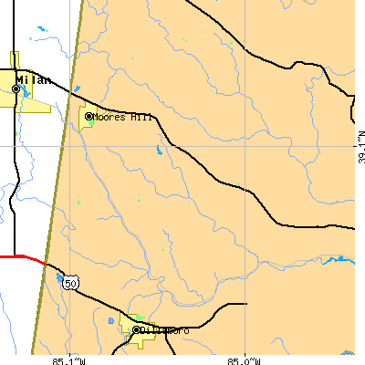 Zip code 47032 close-up map